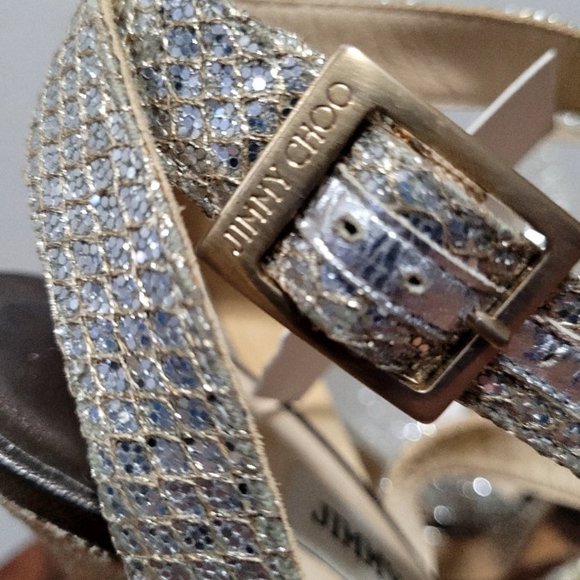 Jimmy Choo  glitter criss cross heels - Picture 7 of 8
